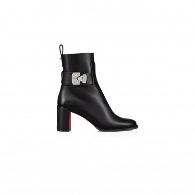 CHRISTIAN LOUBOUTIN BOOTY LOCK 70 MM LOW BOOTS-CALF LEATHER-BLACK-WOMEN 1250114BK01
